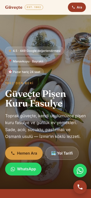 guvectekurufasulye.com ana sayfası telefon ekranında