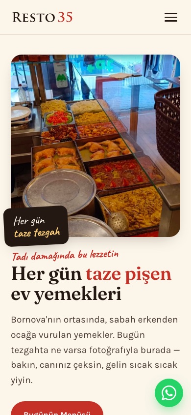 resto35.com ana sayfası telefon ekranında